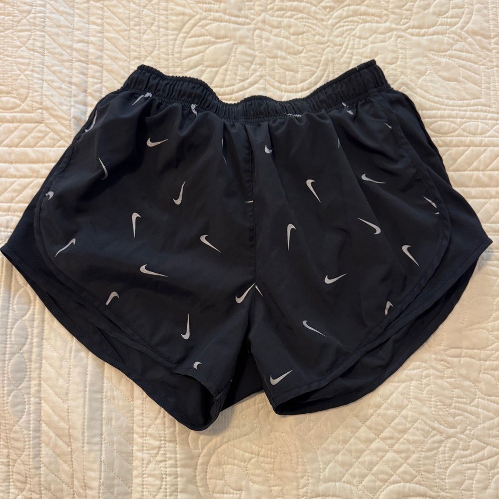 Nike Women's Black and White Athletic Shorts